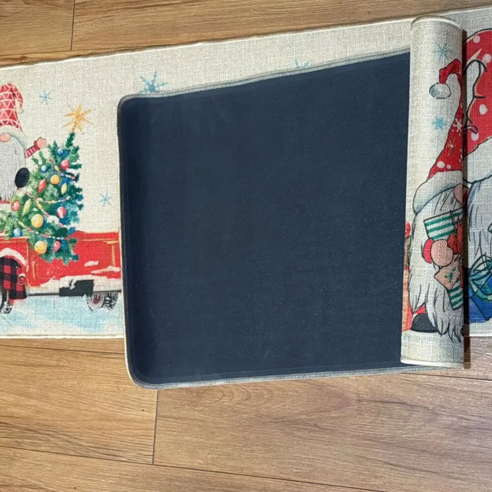 New Christmas Gnome Door Mat Set Multicolor Rectangle 23 x 46 in Modern Holiday